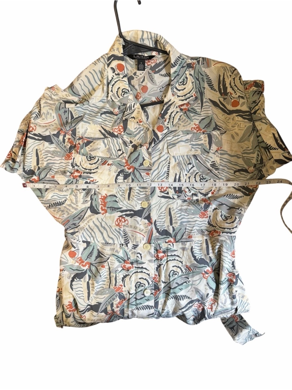Lauren Ralph Lauren Belted Printed Midi Shirtdress Size 14 - Picture 15 of 16